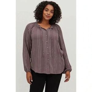 Torrid Crinkle Gauze with Lurex Peasant Blouse Size 1